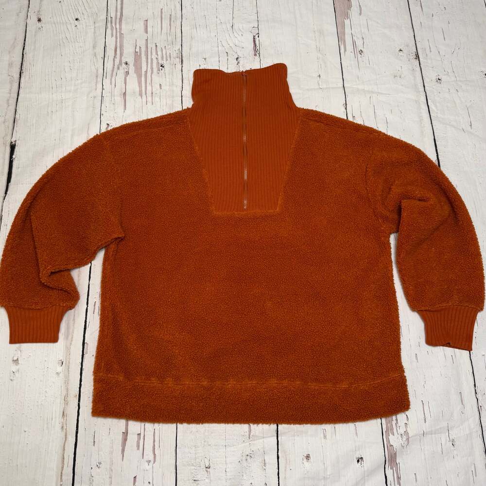 Canyon Creek‎ Sherpa Fleece Quarter-Zip Pullover - Orange Rust